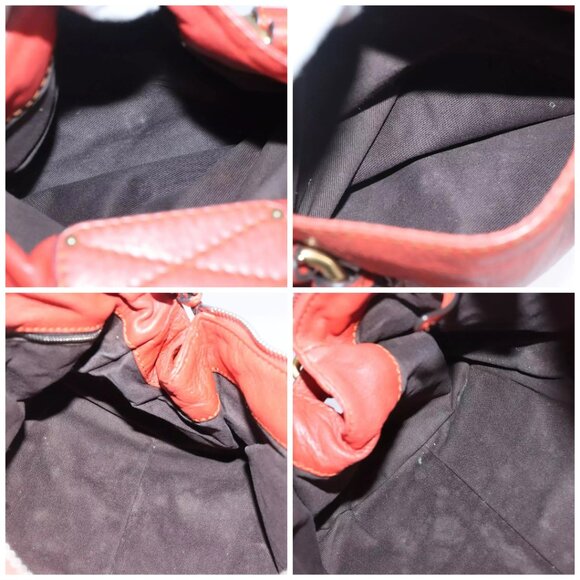 Chloe Paddington Hand Bag Leather Red Gold Silver Auth - Picture 16 of 16